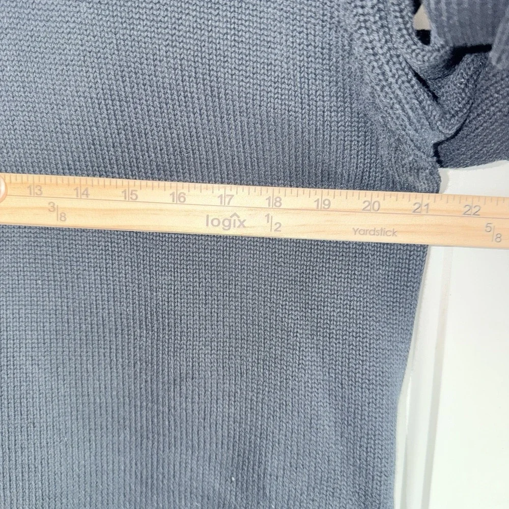 Eddie Bauer Men's L Tall V Neck Sweater 100% Cotton Navy Blue Logo Pullover